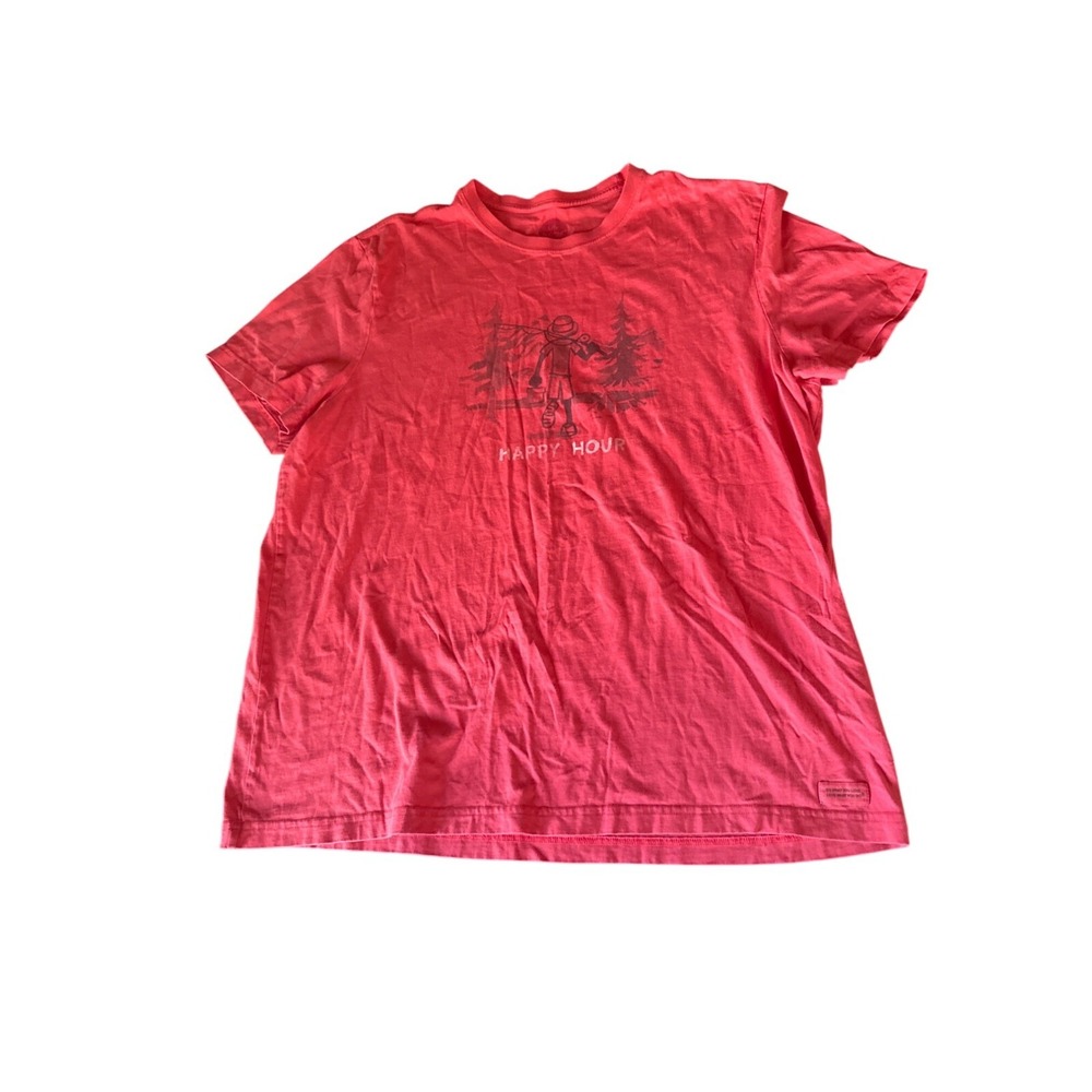 Life Is Good Mens Red Short Sleeve T-Shirt "Happy Hour" Graphic Size XL